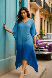 Hand Dyed Loose Fitted Crepe Kaftan Kurta (W1439)