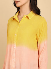 Women Casual Rayon Crepe Tie & Dye Spread Collar Full Sleeves Relaxed Fit Shirt (W1708)