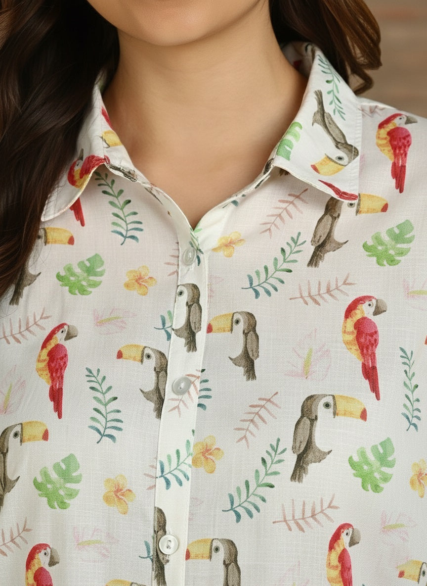 Women Casual Digital Printed Cotton Regular Fit Shirt (W1678)
