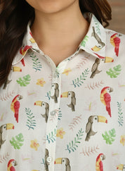 Women Casual Digital Printed Cotton Regular Fit Shirt (W1678)