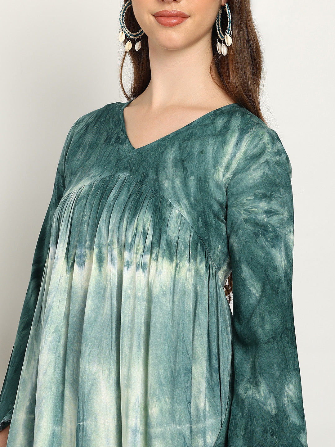 Women Hand Tie & Dye Rayon A-Line Dress (W1731)