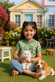 Green Ombre Tie & Dye Mandarin Collar Rayon Slub Top For Girls (K11063)