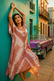 Hand Dyed Loose Fitted Crepe Kaftan Kurta (W1428)