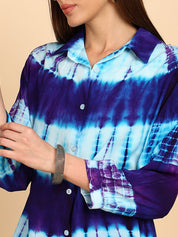 Women Rayon Staple Tie & Dye Spread Collar Regular Fit Shirt (W1774)