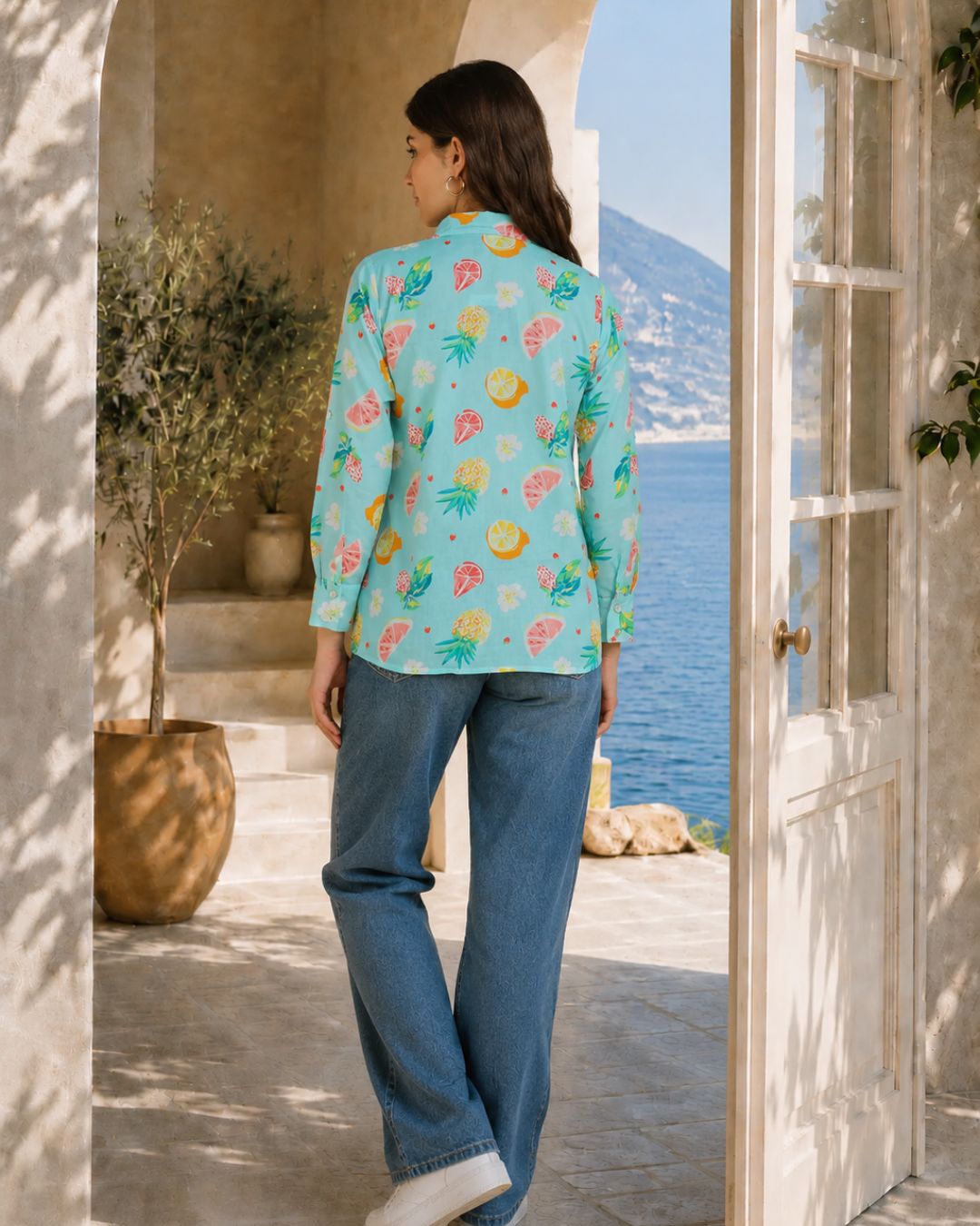 Women Casual Digital Printed Cotton Regular Fit Shirt (W1679)