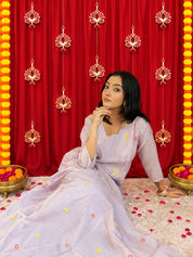 Maaesa Luxe Purple Mulchanderi Festive Kurta Set | Kurta Bottom Dupatta (W10001)