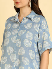 Women Casual Block Printed Cotton Regular Fit Top (W1682)