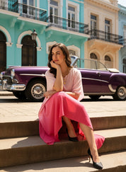 Rayon Hand Dyed Tie Dye Ombre Pink Kaftan (W1158)