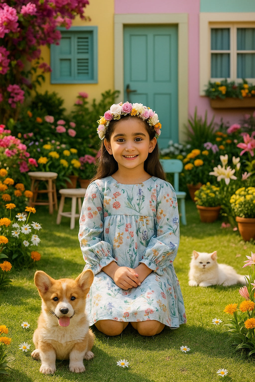 Cotton Printed Frock Dress for Girls (K1032)