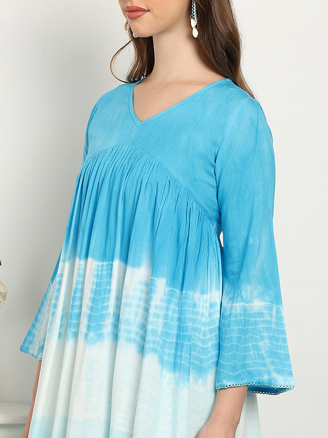 Women Hand Tie & Dye Rayon A-Line Dress (W1733)