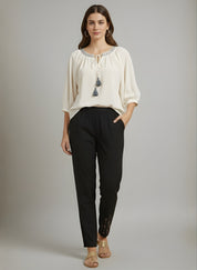 Cotton Solid Regular fit Casual Pant For Women (W1713)