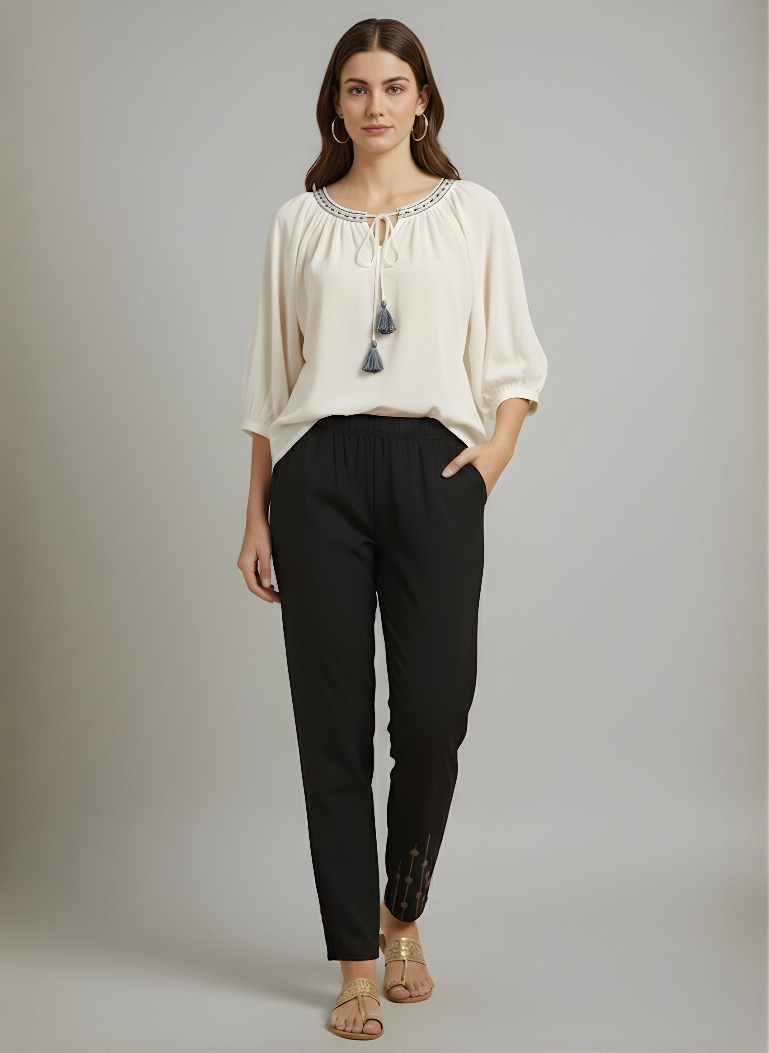 Cotton Solid Regular fit Casual Pant For Women (W1713)