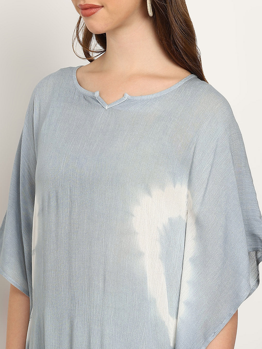 Women Tie & Dye Rayon Crepe Kaftan Dress (W1723)