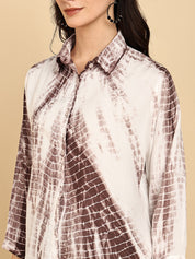 Women Casual Rayon Staple Tie & Dye Spread Collar Full Sleeves Relaxed Fit Shirt (W1691)