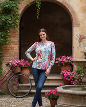 Women Rayon Blue Tie & Dye Regular Fit Shirt (W1567)