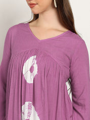 Women Hand Tie & Dye Rayon A-Line Dress (W1732)