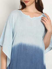 Women Tie & Dye Rayon Crepe Kaftan Dress (W1721)