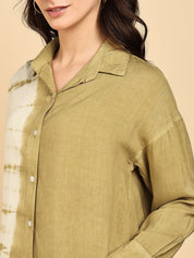 Women Casual Rayon Staple Tie & Dye Spread Collar Full Sleeves Loose Fit Shirt (W1696)