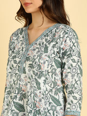 Women Casual Block Printed Cotton Regular Fit Top (1681)