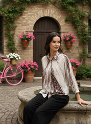 Women Casual Rayon Staple Tie & Dye Spread Collar Full Sleeves Relaxed Fit Shirt (W1691)