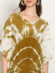 Women Tie & Dye Rayon Crepe Kaftan Dress (W1722)