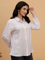 Women Whitish Pink Solid Rayon Regular Fit Shirt (W1784)
