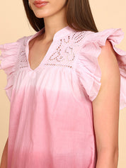 Women Cotton Tie & Dye V-Neck Regular Fit Top (W1777)