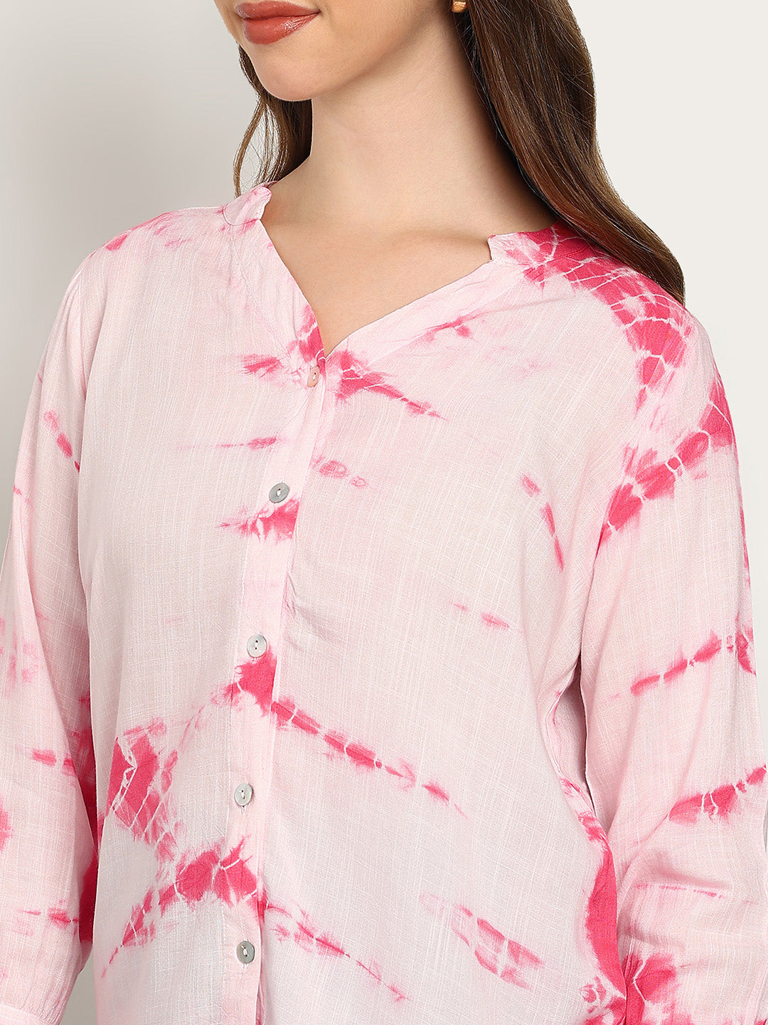 Women Rayon Tie & Dye Full Sleeve Casual Regular Fit Shirt (W1735)