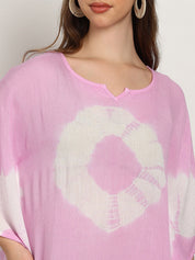 Women Tie & Dye Rayon Crepe Kaftan Dress (W1720)