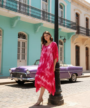 Rayon Crepe Tie Dye Pink Kaftan Kurta (W1123)