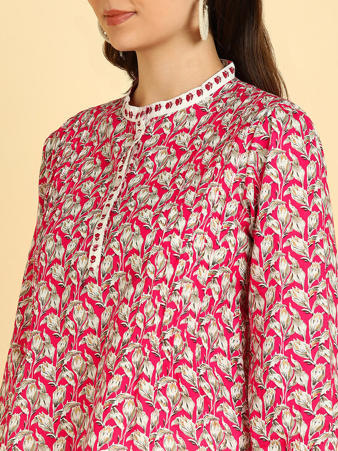 Women Casual Block Printed Cotton Regular Fit Top (W1683)