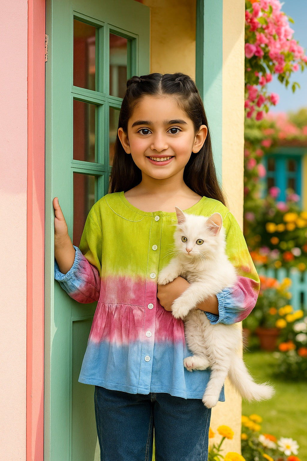 Hand Tie Dyed Shirt for Girls (K1001)