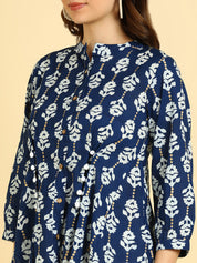 Women Casual Block Printed Cotton Regular Fit Shirt (W1674)