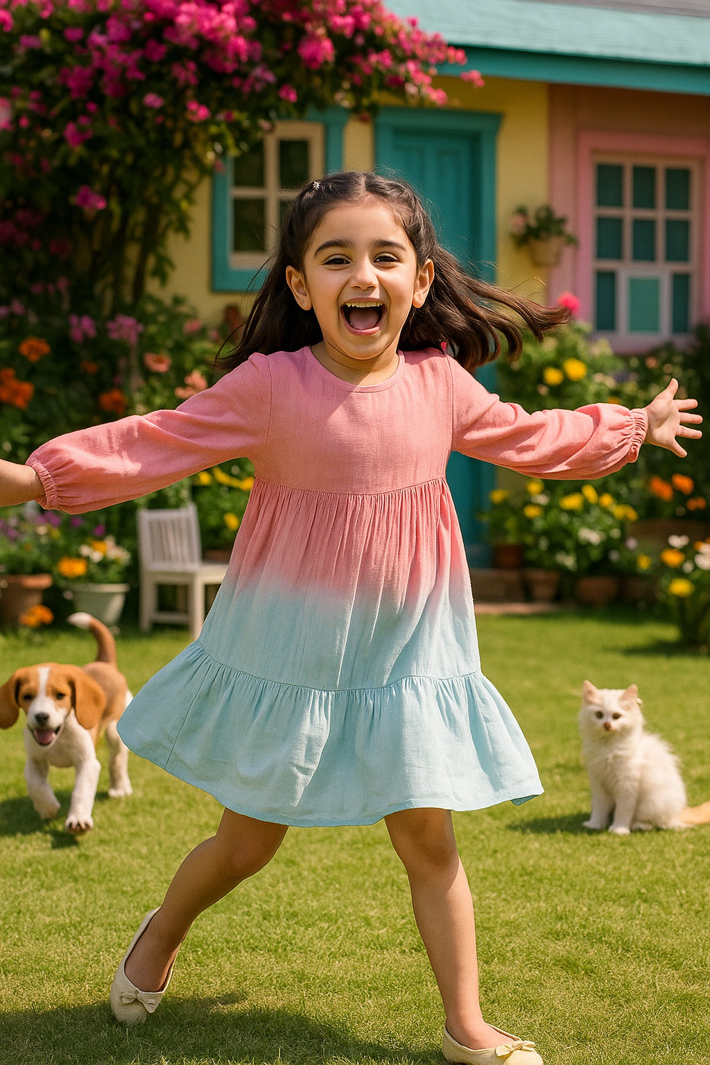 Hand Dyed Rayon Frock Dress for Girls (K1035)