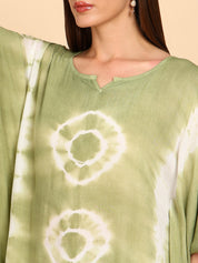 Women Hand Tie & Dye Rayon Crepe Kaftan (W1758)
