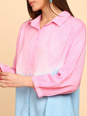 Women Rayon Staple Tie & Dye Spread Collar Regular Fit Shirt (W1775)