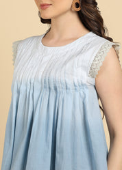 Women Casual Tie & Dye Cotton Flared Top (W1727)