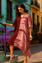 Hand Dyed Loose Fitted Crepe Kaftan Kurta (W1430)