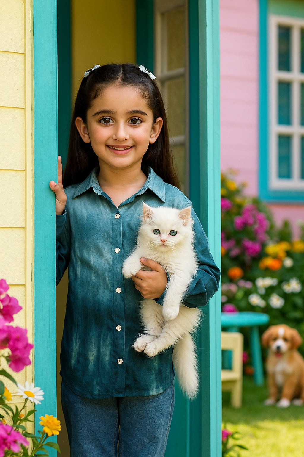 Hand Tie Dyed Collar Shirt for Girls (K1008)