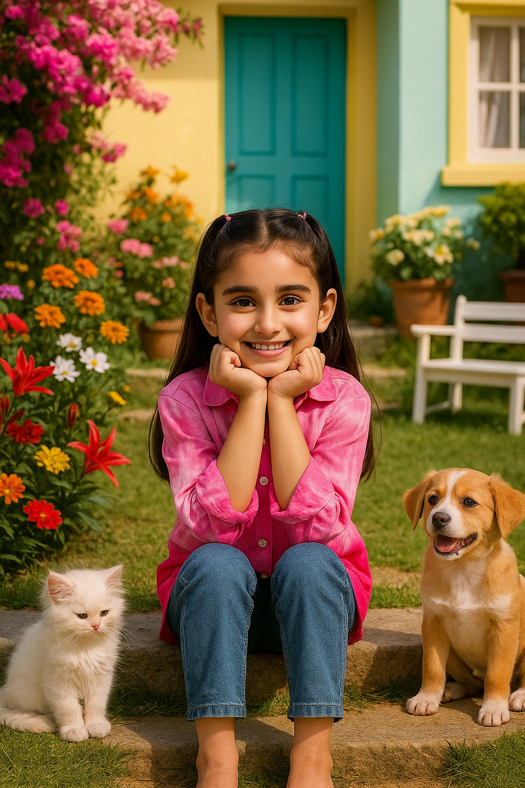 Hand Tie Dyed Collar Shirt for Girls (K1009)