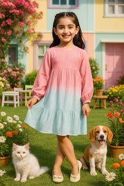 Hand Dyed Rayon Frock Dress for Girls (K1035)