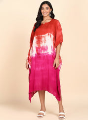 Rayon Crepe Tie Dye Brown Kaftan Dress (W1189)