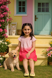 Hand Dyed Rayon Frill Dress for Girls (K1029)