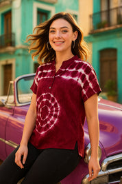 Tie Dyed Fitted Rayon Top for Women (W1463)