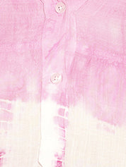 Women Casual Rayon Slub Tie & Dye Mandarin Short Sleeves Regular Fit Top (W1701)