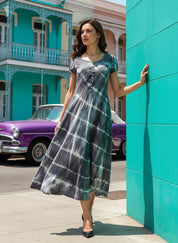 Rayon Tie Dye White Party wear Dress (W1279)