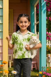 Hand Tie Dyed Half Sleeves Shirt for Girls (K1026)