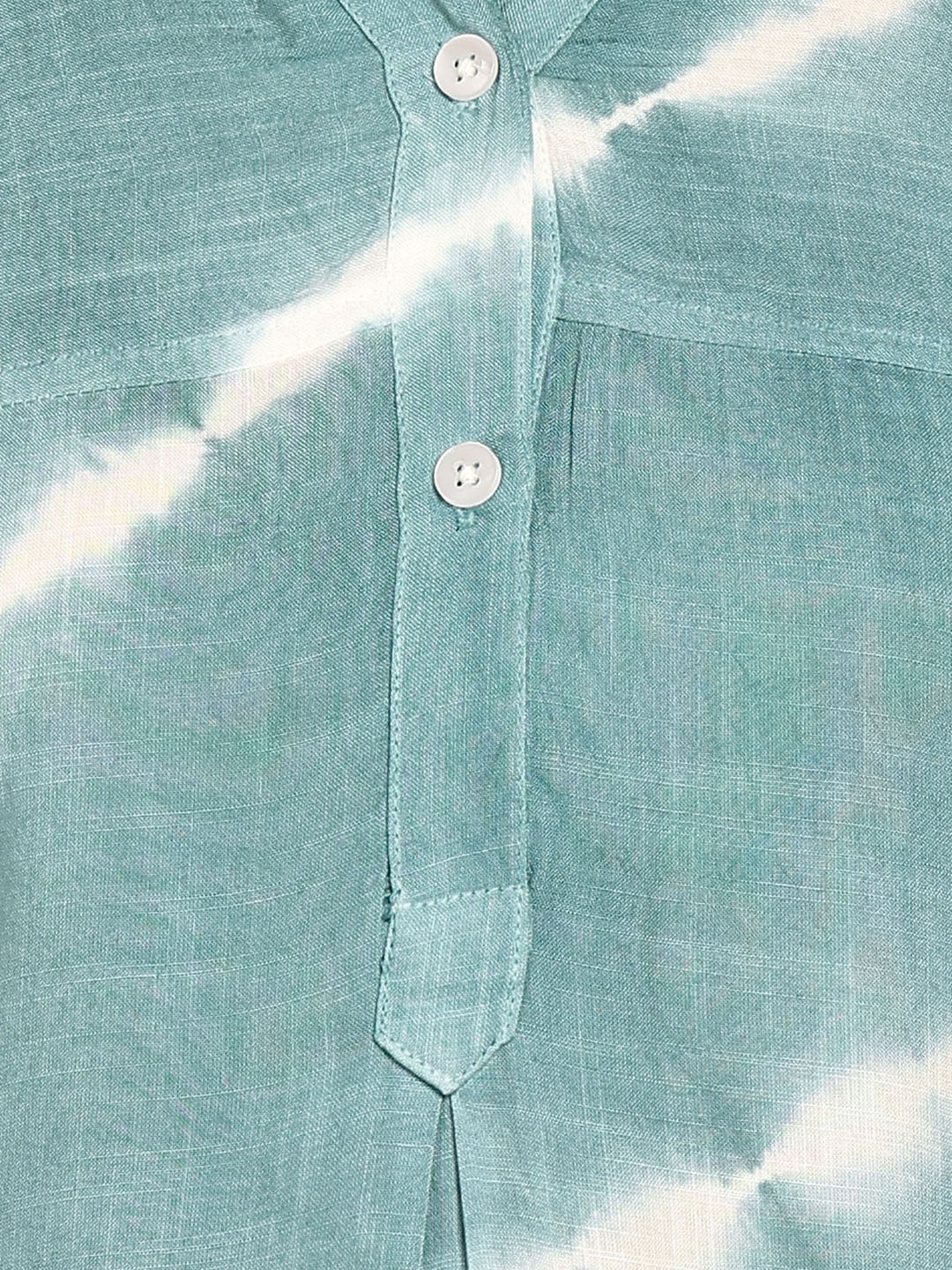 Women Casual Rayon Slub Tie & Dye Mandarin Short Sleeves Regular Fit Top (W1704)