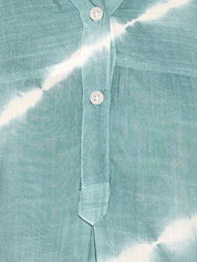 Women Casual Rayon Slub Tie & Dye Mandarin Short Sleeves Regular Fit Top (W1704)