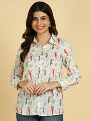 Women Printed Shirt With Matching Kids Kurta Set Mother Daughter Combo (COMBOMD9028)